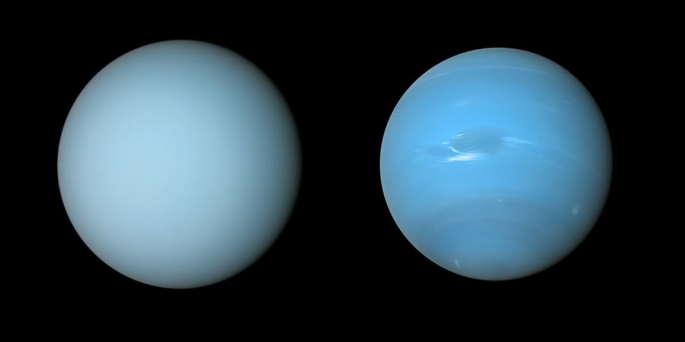 De planeten Uranus en Neptunus.