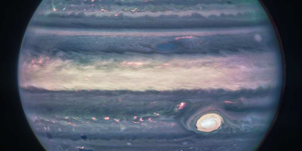 NIRCam opname van de gigantische planeet Jupiter. 
